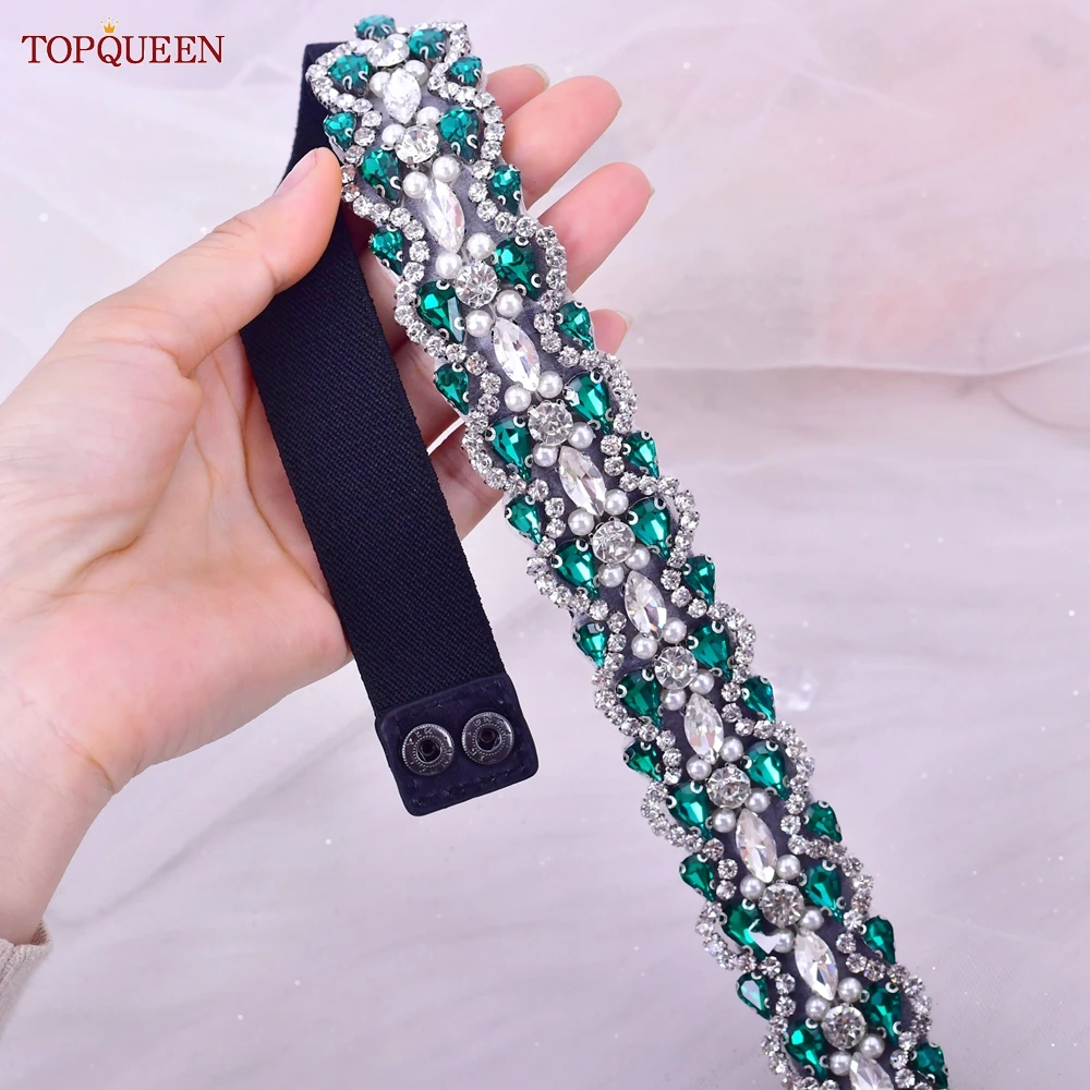 TOPQUEEN S01-E Fashion Floral Rhinestone Buckle Women's Elastic Waist Cinch Belt for Dress Formal Dress Belt Evening Party Band TOPQUEEN S01-E Fashion Floral Rhinestone Buckle Women's Elastic Waist Cinch Belt for Dress Formal Dress Belt Evening Party Band