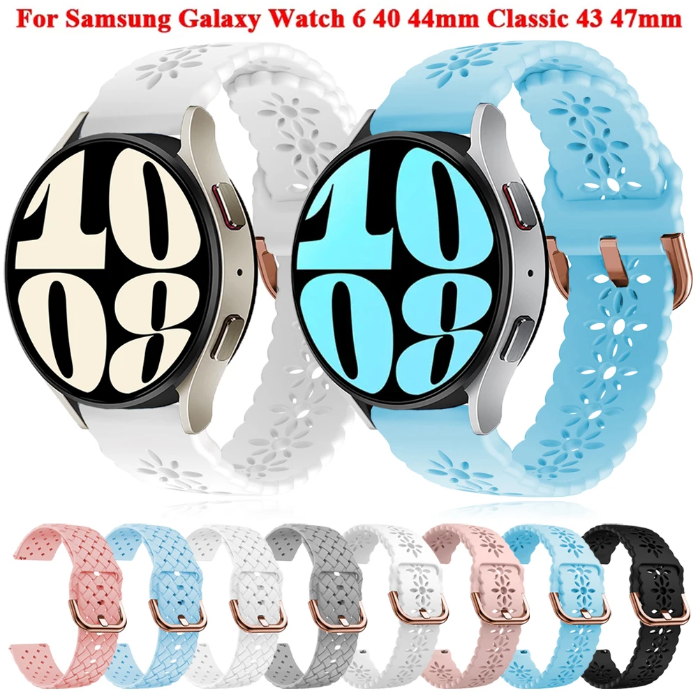 

20mm Silicone Strap For Samsung Galaxy watch 6/5/4 40mm 44mm 5 Pro 45mm Bracelet Band Galaxy Watch 4 6 Classic 47 43 42 46 Belt