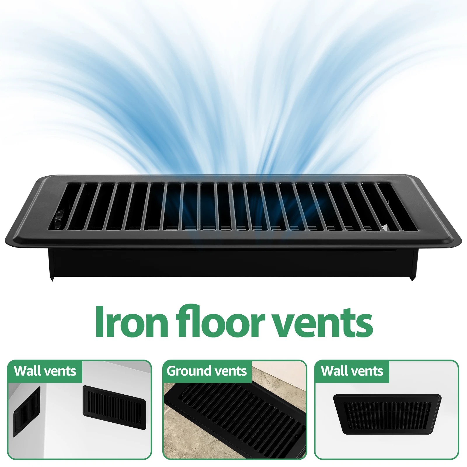 2Pcs Floor Vent Covers 10inch Heavy Duty Floor Register Aluminium Alloy Heat Vent Covers Rust Proof Grates Adjustable