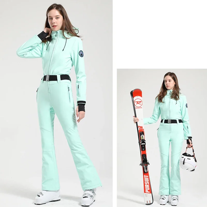 Winter ski jumpsuit one-piece outdoor snowboard jacket slim warm windproof waterproof for women overalls
