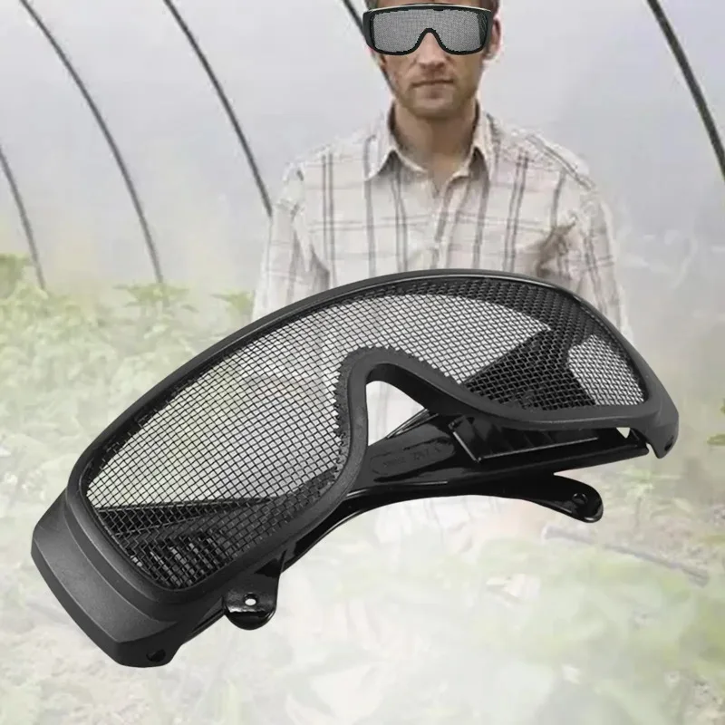 Metal Mesh Safety Goggles - Impact Resistant & Ventilated Eye Protection for Adults, Logging & Outdoor Sports (Adjustable Fit)