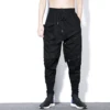 Tactical Functional Cargo Trousers Men Hip Hop Streetwear Elastic Waist Pants Joggers Irregular Multi-pocket Pant Black WB520 5