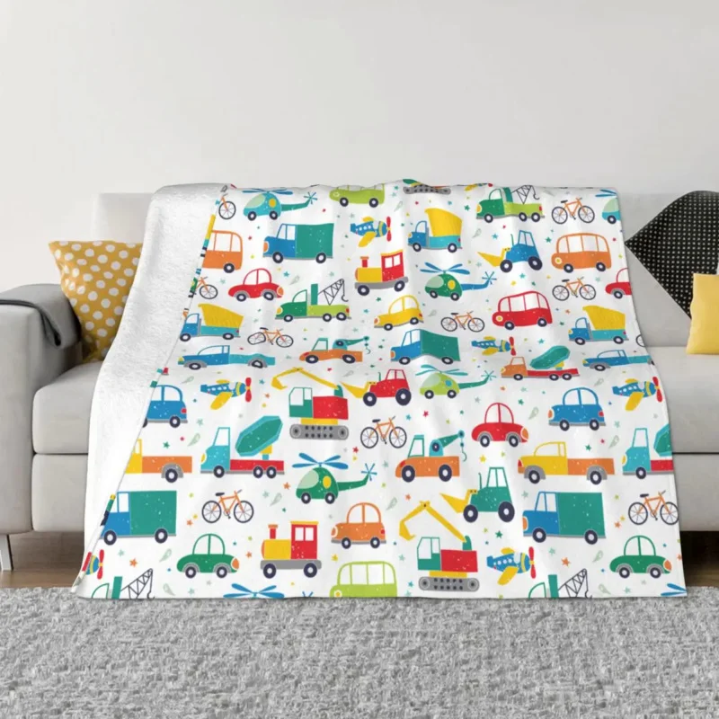 

Cartoon Planes Toy Blanket Velvet Print Traffic Car Portable Soft Throw Blanket for Bedding Office Bedspreads