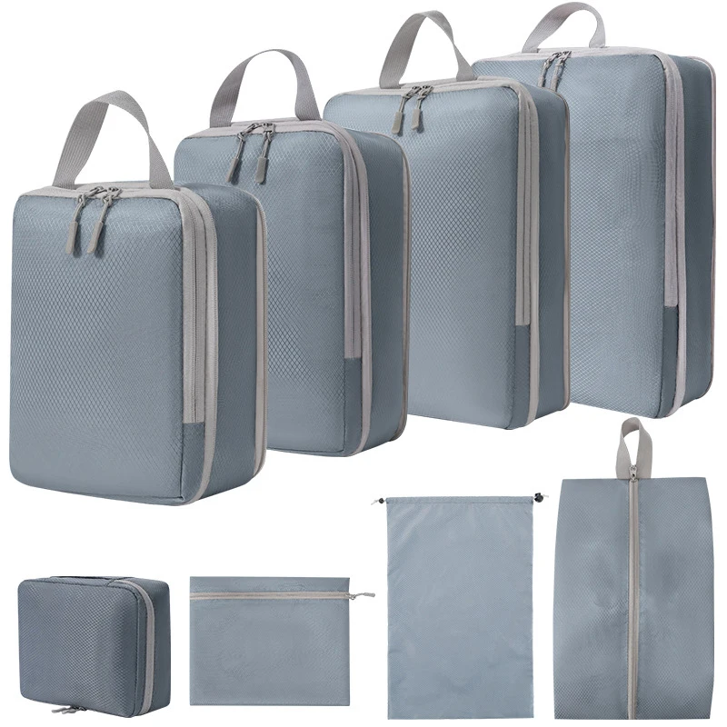

Набор из 8 упаковочных кубиков для путешествий, органайзеры для багажа с подвесной сумкой для туалетных принадлежностей, многофункциональные пакеты для сортировки одежды