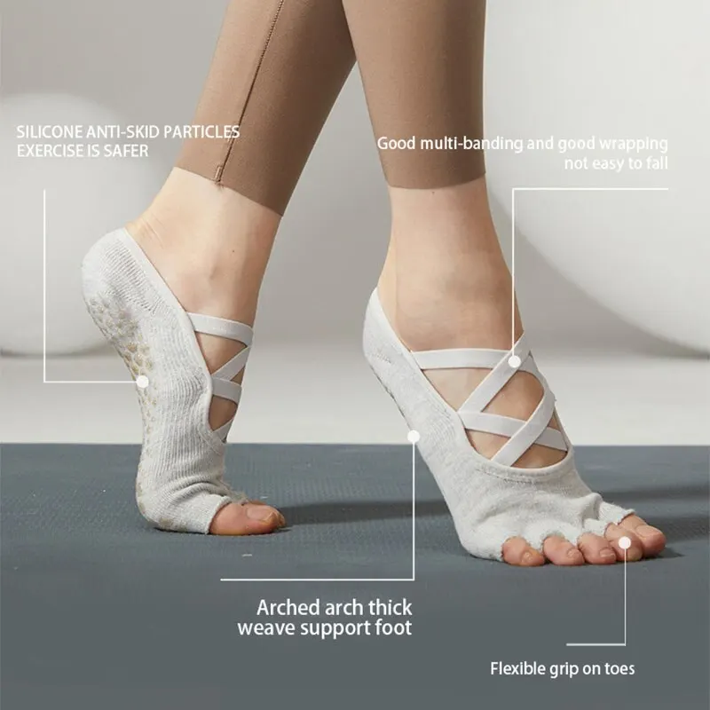 Yoga Socks Grip Full Toe Elle - Natural