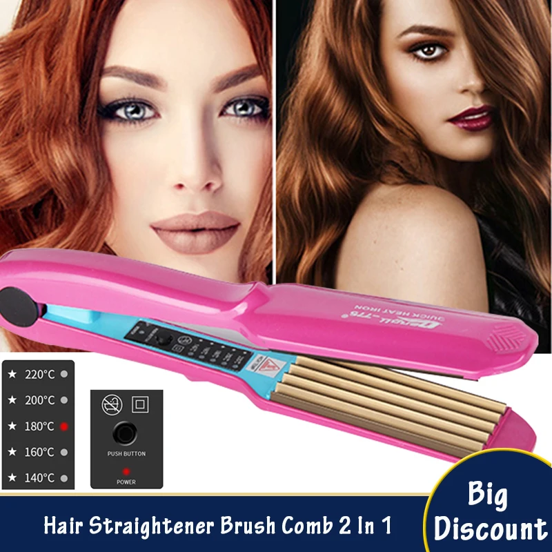 

Hair Crimper Straightener Curler Dry/Wet Corrugated Irons Ceramic Curling Iron with Temperature Control Waving Tool Professional