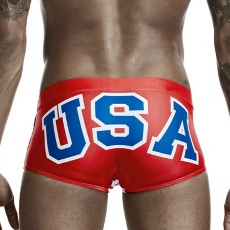 USA UK CA Flag Men Swimwear Swimming Trunks Sexy Swim Briefs Bikini Slip Beachwear