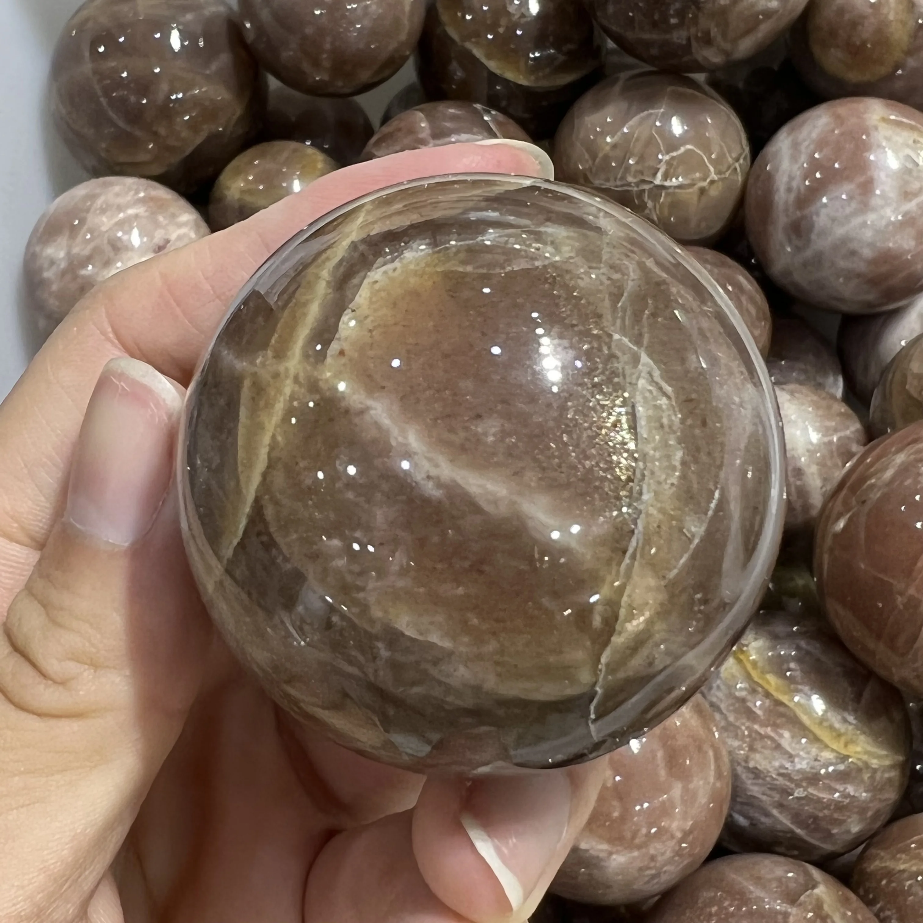 Natural Golden Sun Stone Sphere Quartz Crystal Magic Ball Healing Reiki Rock Stone Collectibles Without Base 3