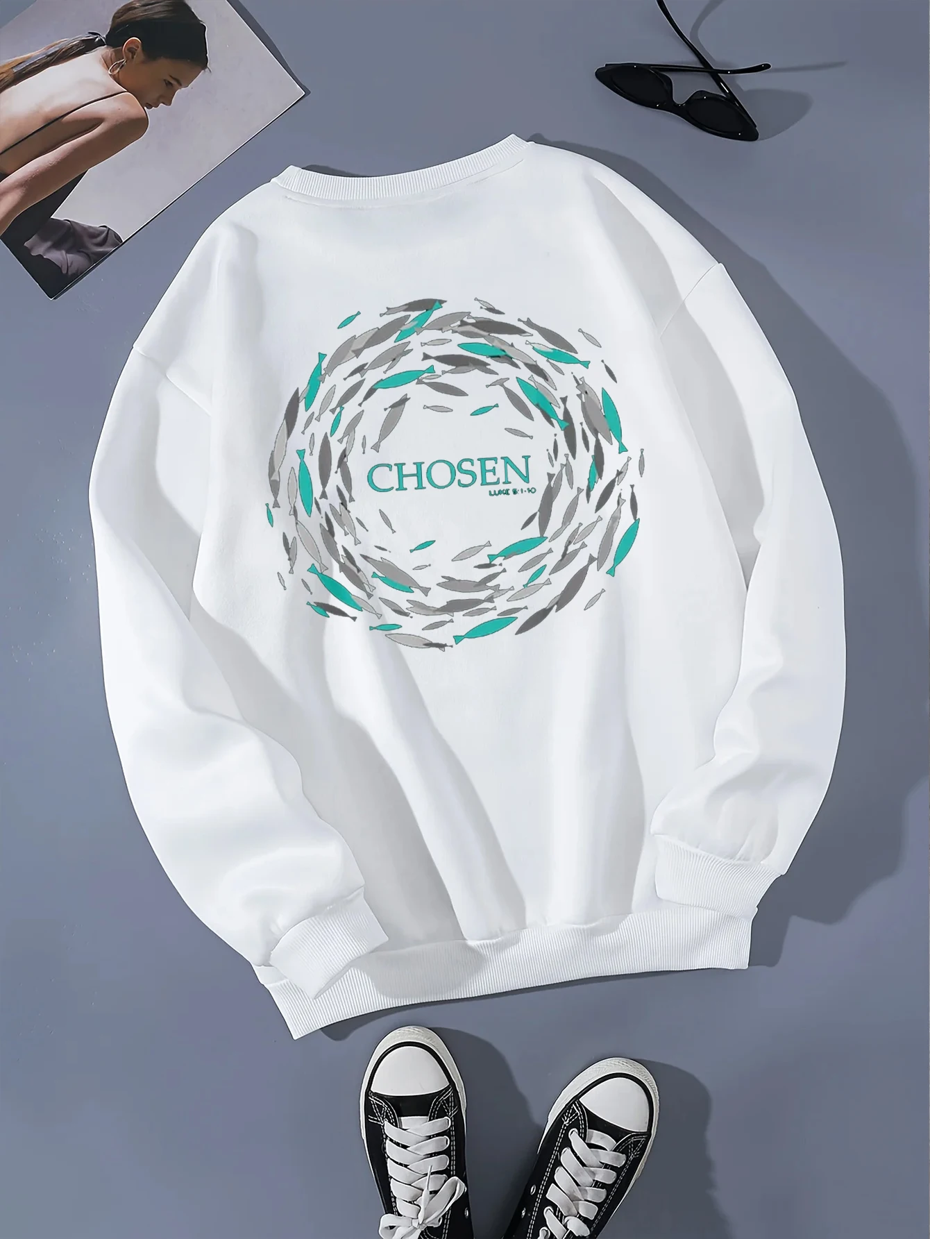 2024 New Hoodies Chosen X Fish Swim Against The Current X Bible Sweatshirt Women Hoodie Long Sleeves Crewneck Sweatshirts 4