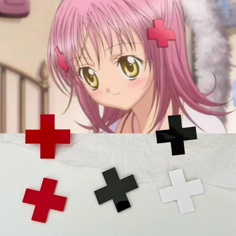 Anime Shugo Chara Red Cross Hair Clips 2Ppcs anime hair accessories Hinamori Amu Hair Clip Cosplay Hairpin Kawaii Accessories Gift