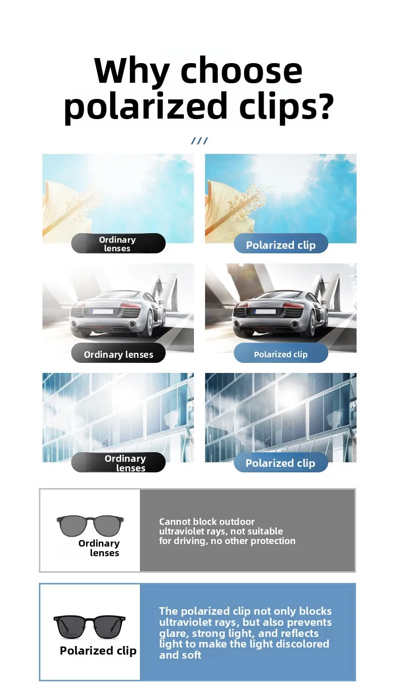 3-in-1-Brille mit Magnetärmeln, hohes Aussehen, vielseitiger Myopie-Brillenrahmen, polarisierte Zwei-in-Eins-Fahrsonnenbrille – Detail 6
