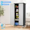 Garage Storage Cabinet with Wheels,72" Metal Storage Cabinet with 2 Doors and 4 Adjustable Shelves, Lockable Rolling Cabinet 3