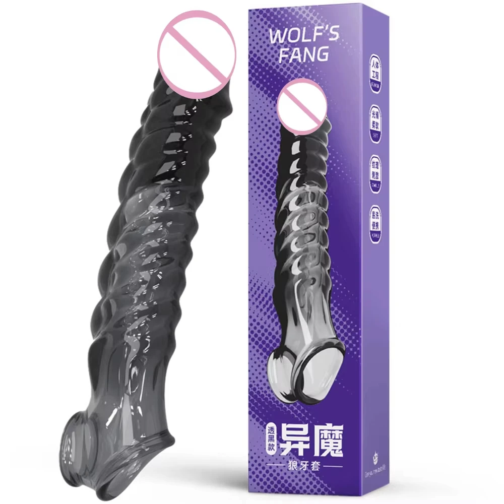 Penis Sleeve Delayed Ejaculation Condom Male Enlargement Delay Vibrating Cock Ring Clits Massager Vibrating Penis Cover Sex Toy