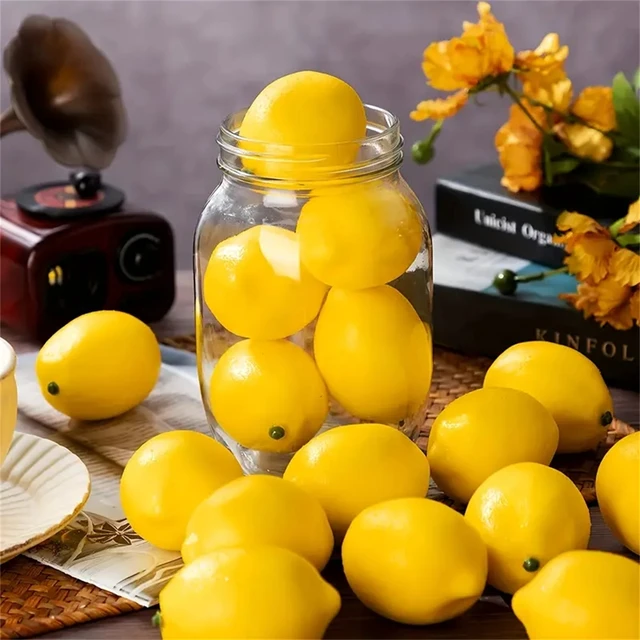 20pcs, Artificial Lemon 3inch, Simulation Lemon Artificial Yellow Lemon Fake Lemon, Simulation Fruit Home Decoration