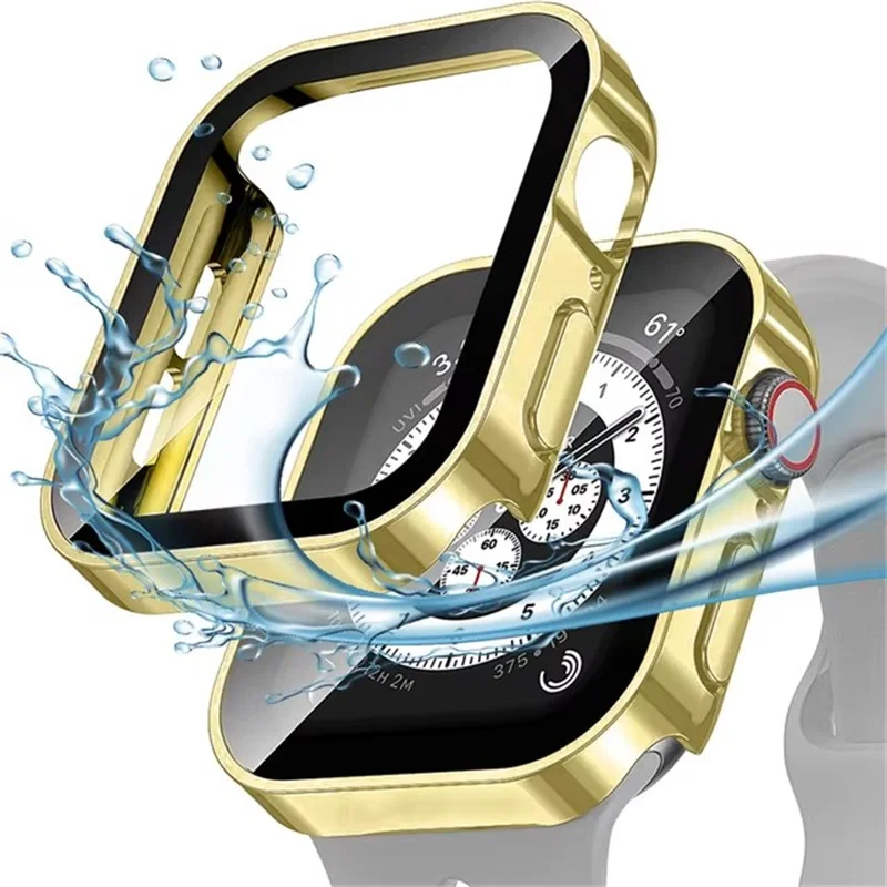Premium Waterproof Glass Cover & Hard Bumper Case for Apple Watch Accessories