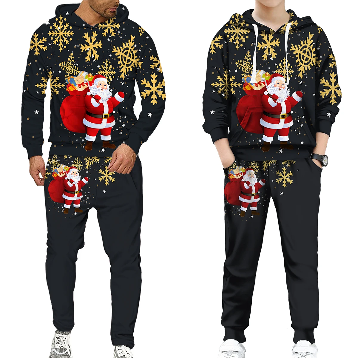 

Funny Family Christmas Santa Holiday Parents Kids Matching Hoodie Pants Tracksuit New Year Party Xmas Wear Sweatshirts/Suits
