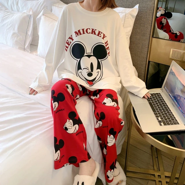 DISNEY Pyjama femme Mickey Mouse, manches longues, gris Gris