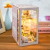 DIY Book Nook Wooden Miniature Model Kit Princess Pink Loft Casa Bookend 3D Puzzle Bookshelf Home Decor Friends Birthday Gifts 1