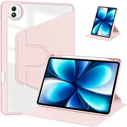 Enhanced Rotating Tablet Cover with Smart Stand and Pencil Slot for Vivo Pad6 Pro 13.2in (Pink)