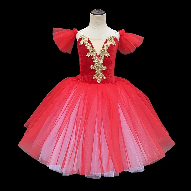

Children's Ballet Dance Dress Long Skirt Swan Lake Modern Dance Wear Sling Girls Professional Performance Costume Ballet Girls