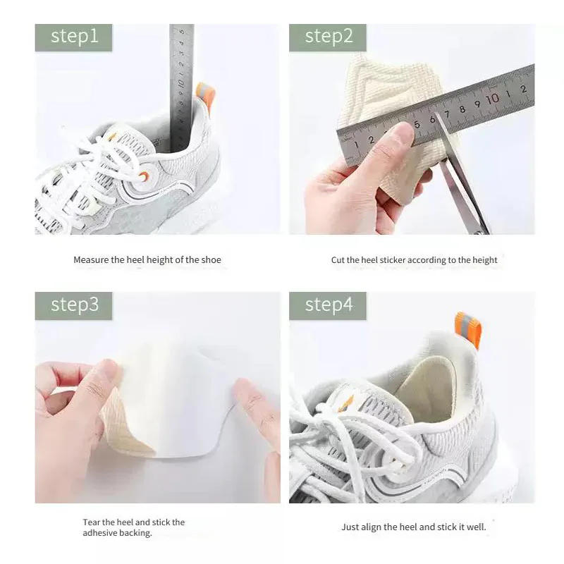 รูปสินค้า แผ่นรองเท้าปรับขนาดได้ 4 ชิ้น/ชุด แผ่นรองส้นเท้าแปะ