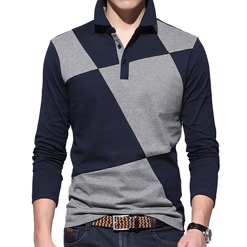 BROWON Brand Casual Shirt Men Contrast Color Pattern Long Sleeve Turn