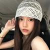 Niche Literary Hollow Bowknot Cold Cap Women Knitted Hats Girls Lace Y2K  Skull Cap Versatile Elastic Crocheted Beanie Hats 5