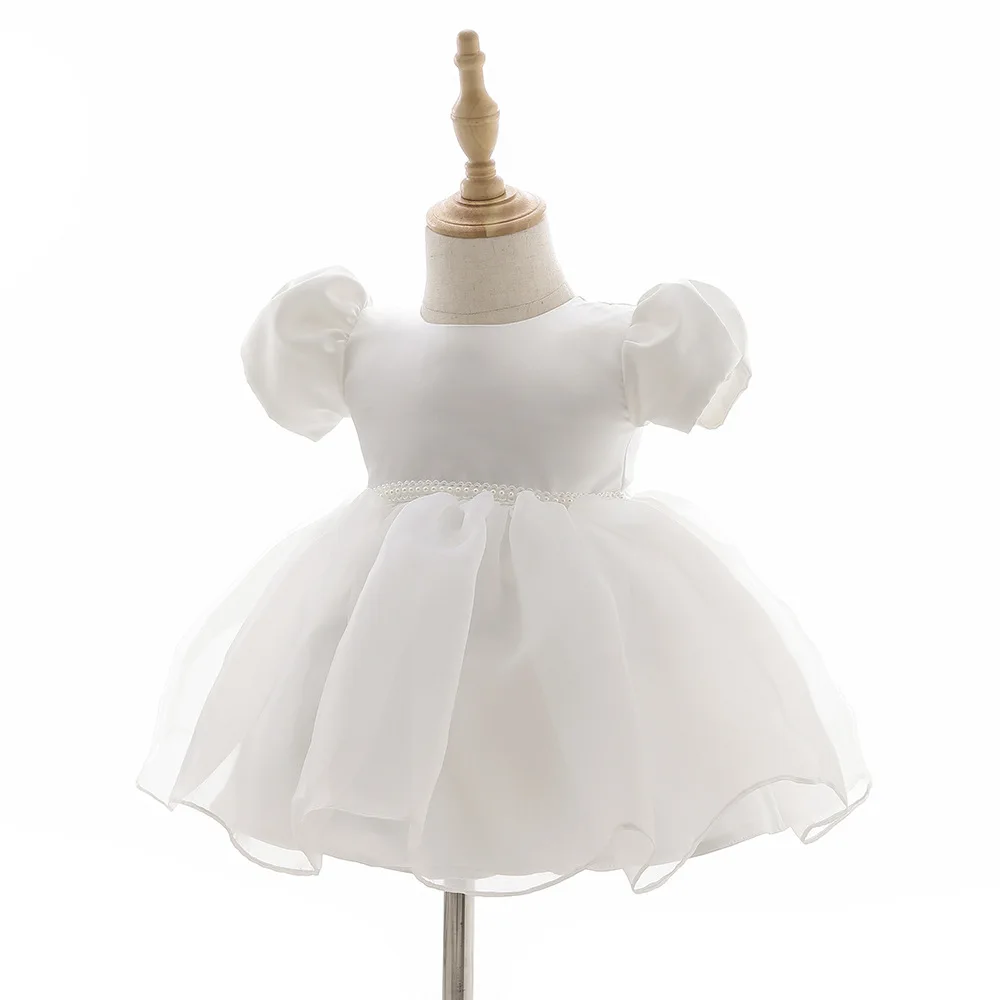 

White Toddler Party Dress Baby Girl Princess Dresses Newborn Christening Birthday Clothes Ball Gown