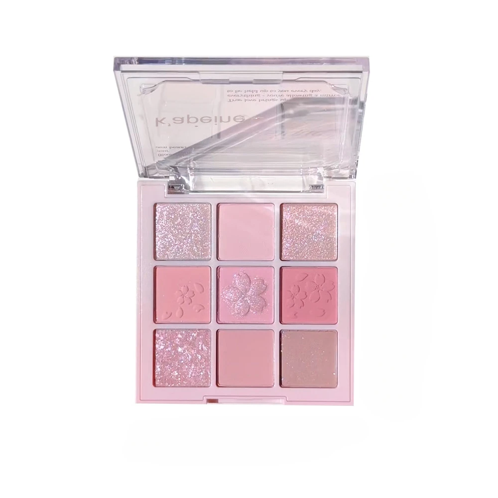 New Nine-color Eyeshadow Palette Rose Pink Nude Brown Low Saturation Pearly Matte Glitter Eye Shadow Long-lasting Eye Makeup