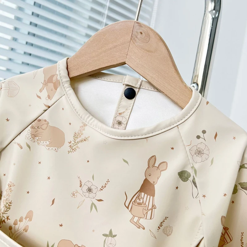 Cute Baby Bibs Toddler Baberos Bavoir Waterproof Long Sleeve Apron Cartoon Animals Children Feeding Smock Bib Baby Stuff 0-5Y baby bib feeding bib cotton bib set cotton bib