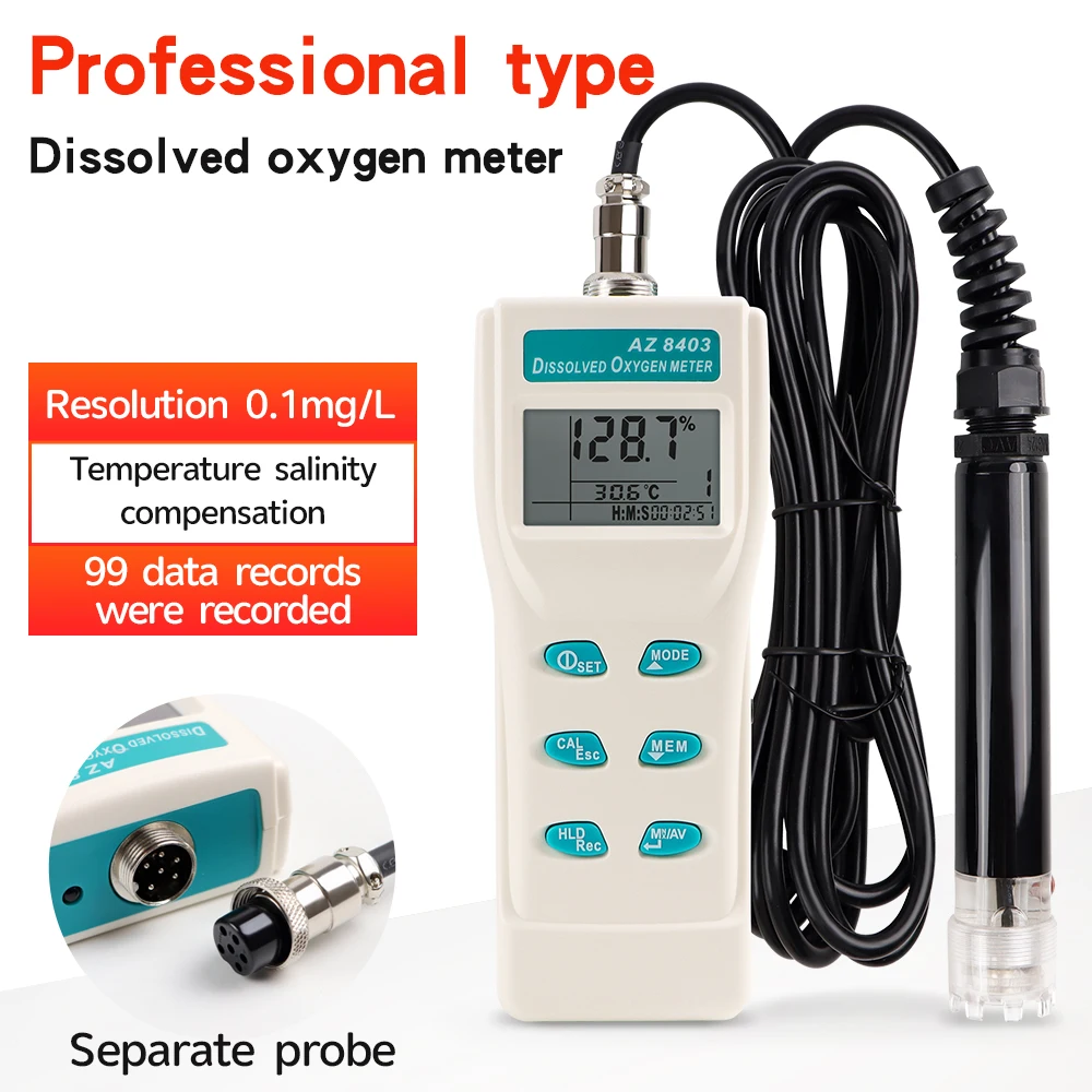 Dissolved Oxygen Meter Portable Aquaculture Dissolved Oxygen Water Quality Tester DO TEMP Value Display Pool Accessories avtomaticheskaya stanciya obrabotki vody bayrol pool manager oxygen 177300