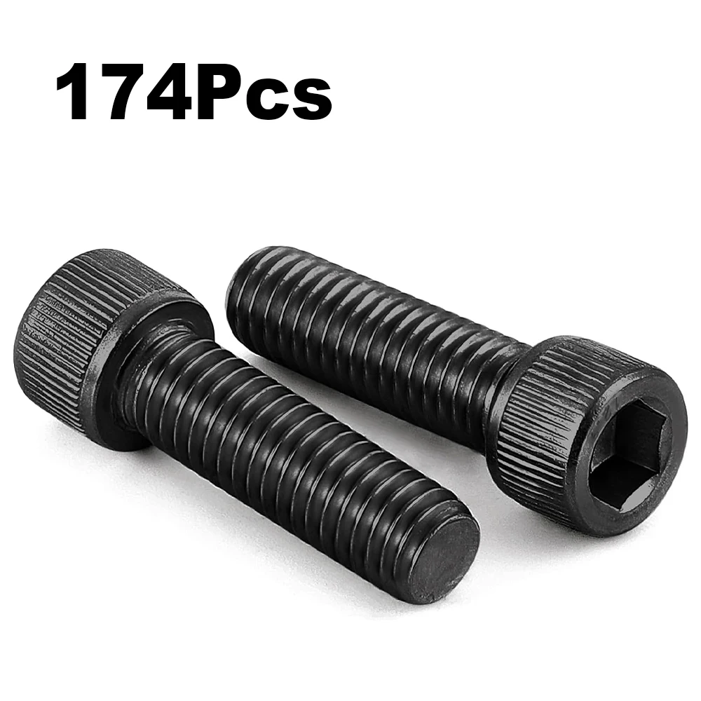 Cup Head Hexagon Bolt M4 X 4/8/10/12/14/16/20mm Hexagon Head Screw Washer Nut Set Allen Sleeve Drive 174 Pieces screw bolt nut set screw washer nut kit hex nuts assortment kit