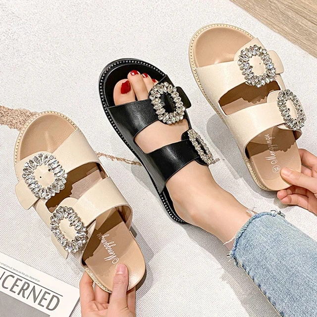 Ladies Footbed Sandals Silver Flat Comfort Slip on Shoes Cork Buckle Mule  Flower Wedge (4 (EUR 37), Silver): : Fashion