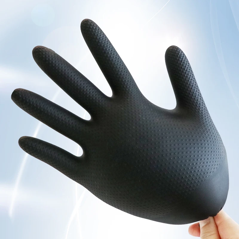 Multi-purpose Nitrile Gloves Diamond Texture Mechanic Industrial Waterproof Safety Work Non-slip 8 Mil Thick Mechanics Repair work gloves nitrile gloves protective gloves