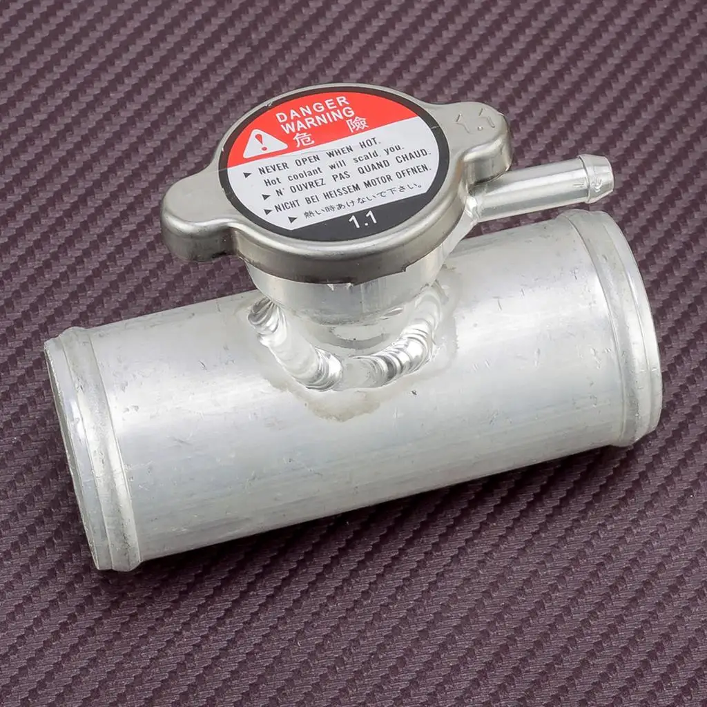 1-3/4" 45mm Universal Car Silver In Line Radiator Hose Filler Neck with Cap Aluminum car water hose