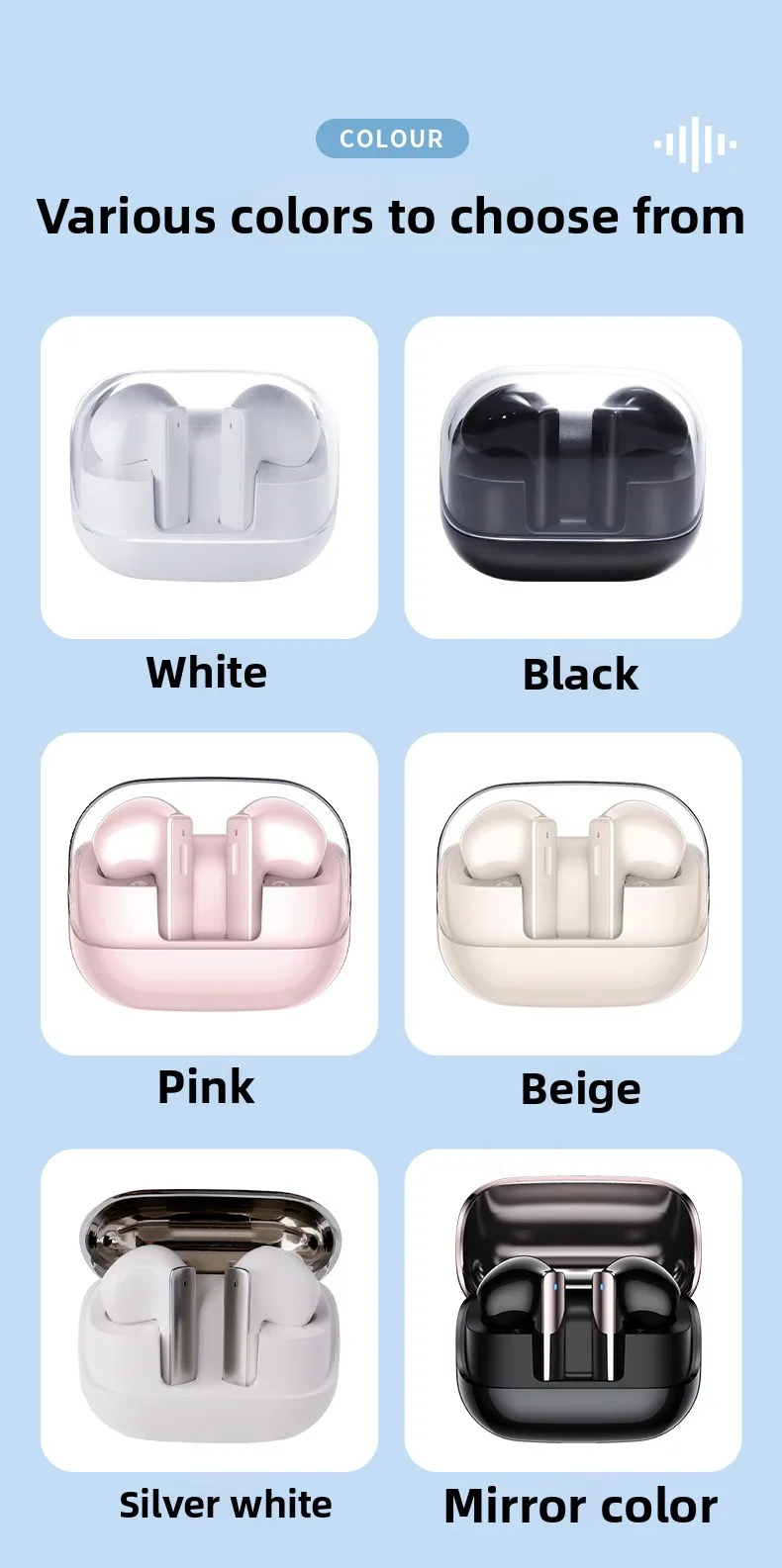 Bluetooth Earphones Wireless Noise Reduction Long-Wear Painless In-Ear Wireless