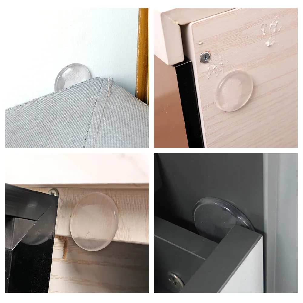 Silicone Door Handle Bumper Transparent Soft Wall Protector Self-adhesive Protective Plug Non-slip Round Doors Stop Muffler 6pcs