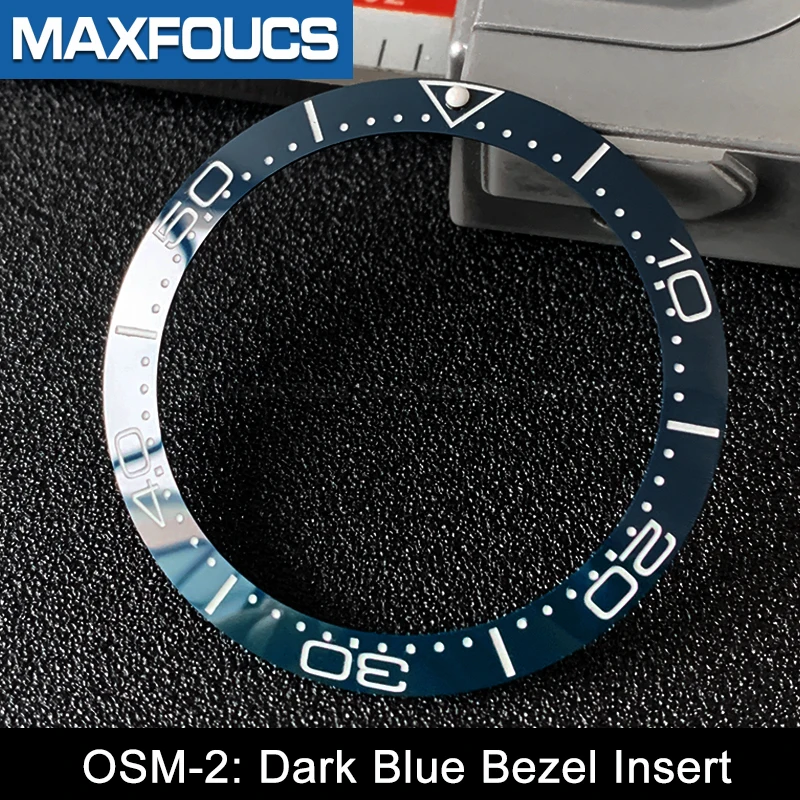 Sloped Ceramic Bezel Insert 38*30.6mm Luminous Pip At 12 For OMG Sea Master Series Mod Watch Parts