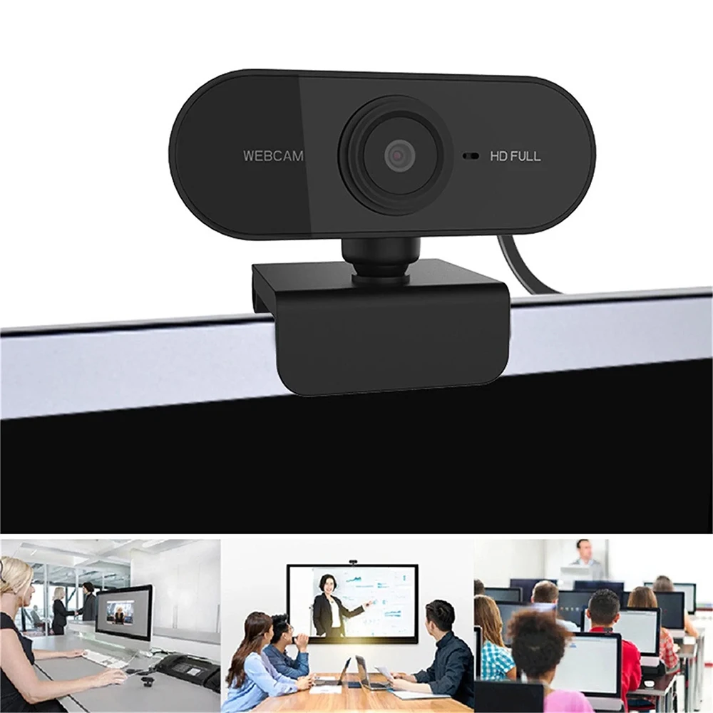 Câmera Web Full HD 1080p com Microfone, Rotação 360 ° Plug and Play para Home Office, Streaming e Notebook