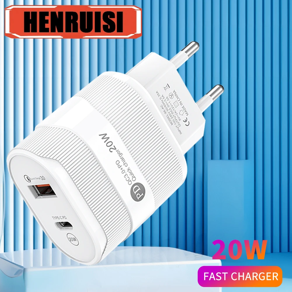 PD 20W USB Charger Dual Port Type C Fast Charging Wall Charger For iPhone 15 14 13 Samsung Xiaomi Portable Phone Adapter