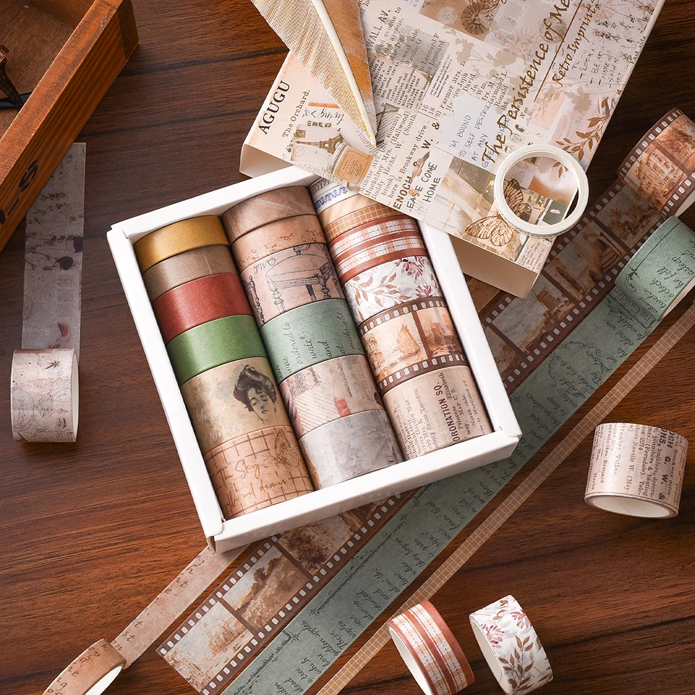 Neues Vintage Washi Tape Set 20 Rollen Retro Masking Tapes für Journal ing – Detail 11
