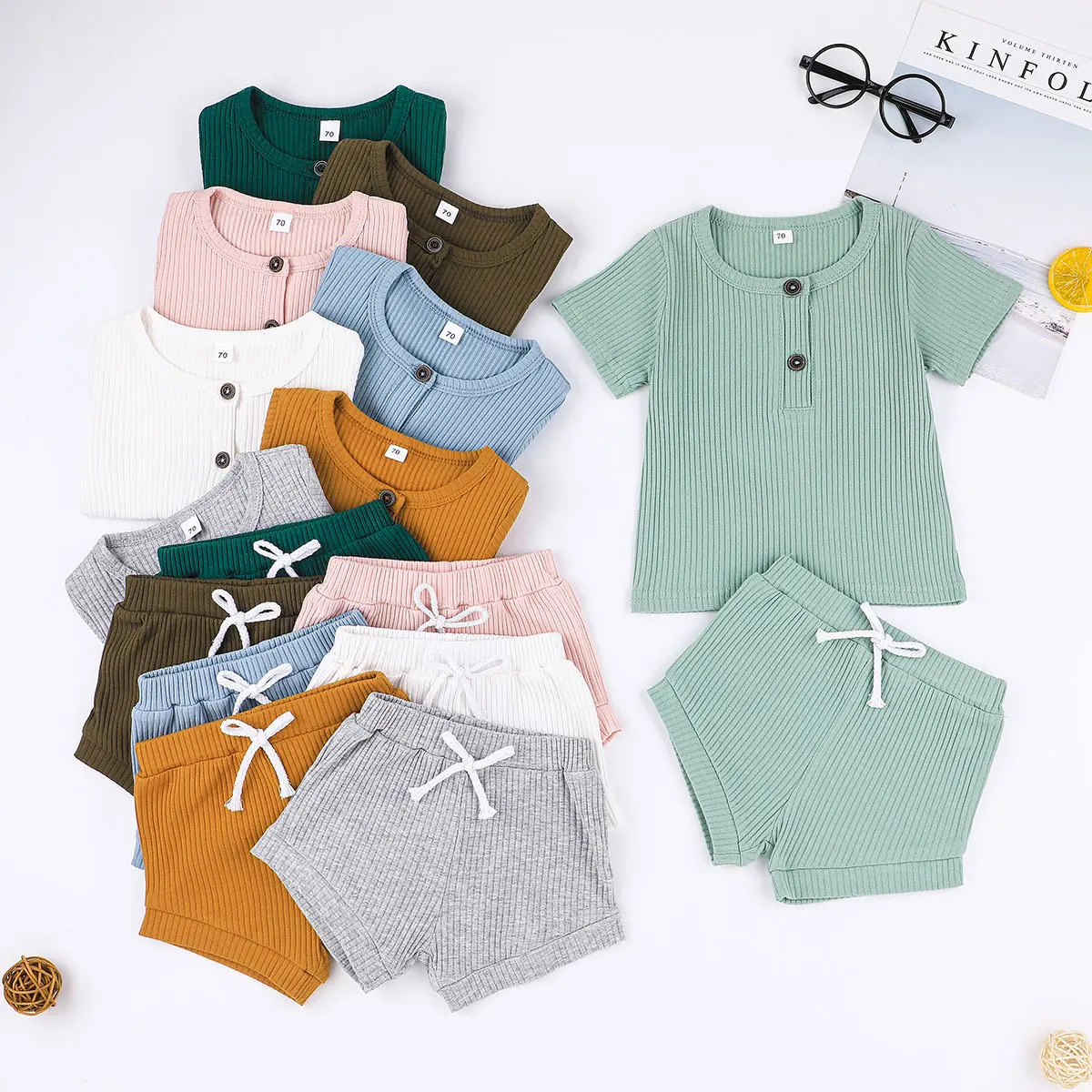 Baby Boy Summer Clothes Set Short Sleeve T-shirt+Shorts 2022 Newborn Girl Outfits Kids Toddler Pajamas Knitted Infant Tracksuits vintage Baby Clothing Set