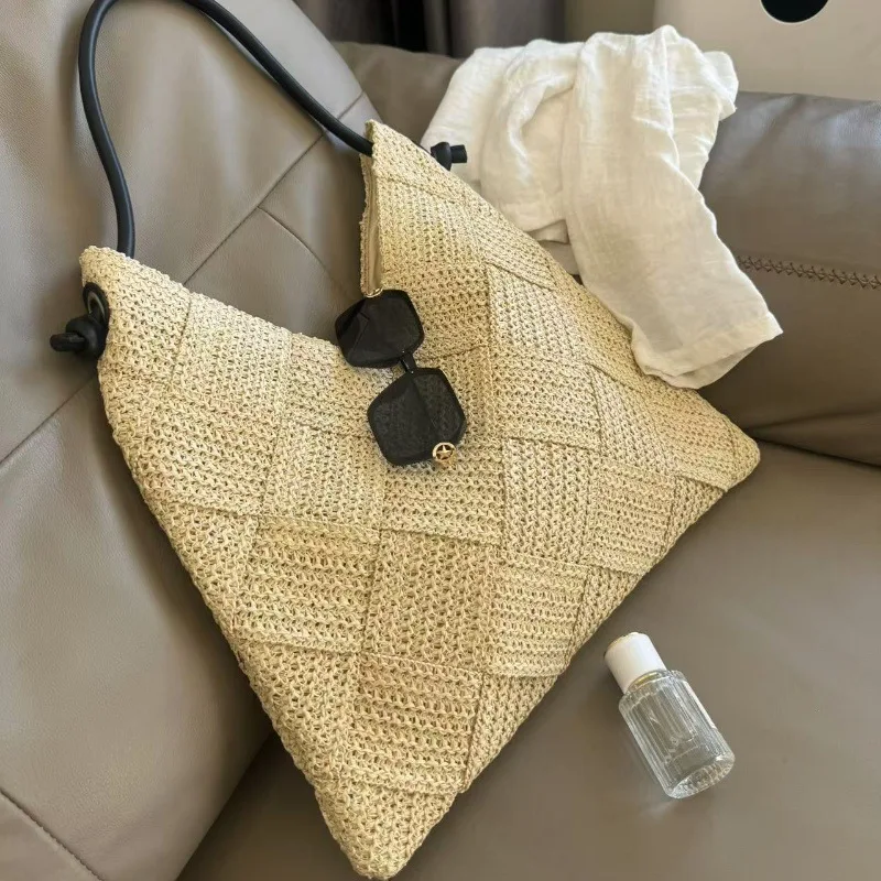 Women's Shoulder Bags Casual Cotton thread Wicker Woven Ladies Handmade Totes Large Capacity Summer Beach Female's Messenger Bag