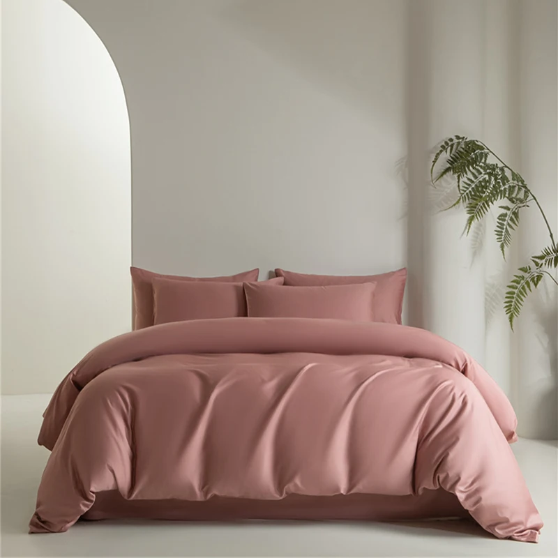 Cotton Bedding Set 100% Egyptian Bed Linens Ru Europe Queen King Family Size Sheet Duvet Cover Pillowcase Solid Color
