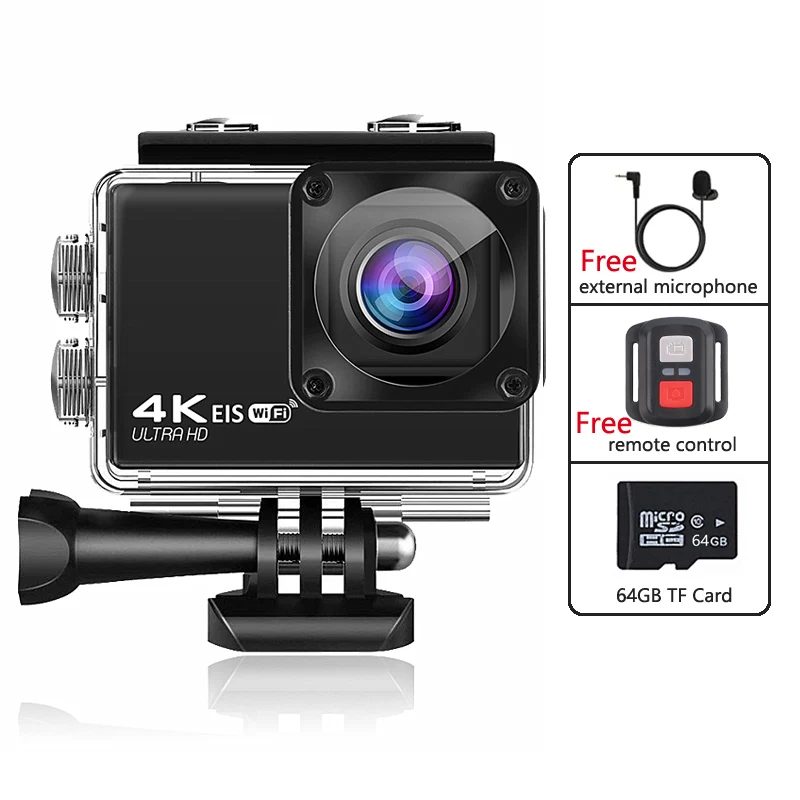 action camera 4k H10 EIS Anti-shake Action Camera Ultra HD 4K / 60fps WiFi 2.0" 170D Underwater Waterproof Cam Helmet Video Go cycling Sport Came sports camera Action Cameras