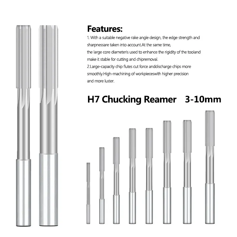 CMCP HSS H7 Machine Reamers Set 4/5/8pcs 3-10mm Straight Shank Chucking Reamer Metal Cutter Tool Straight Reamer hss reamer steel reamer tools