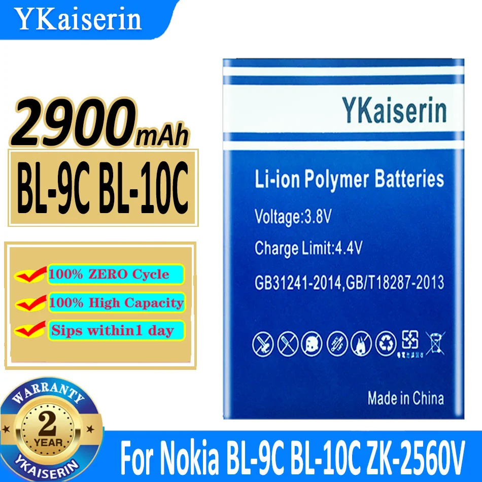 

2900mAh YKaiserin Battery BL9C BL10C For Nokia BL-9C BL-10C ZK-2560V ZK2560V Bateria