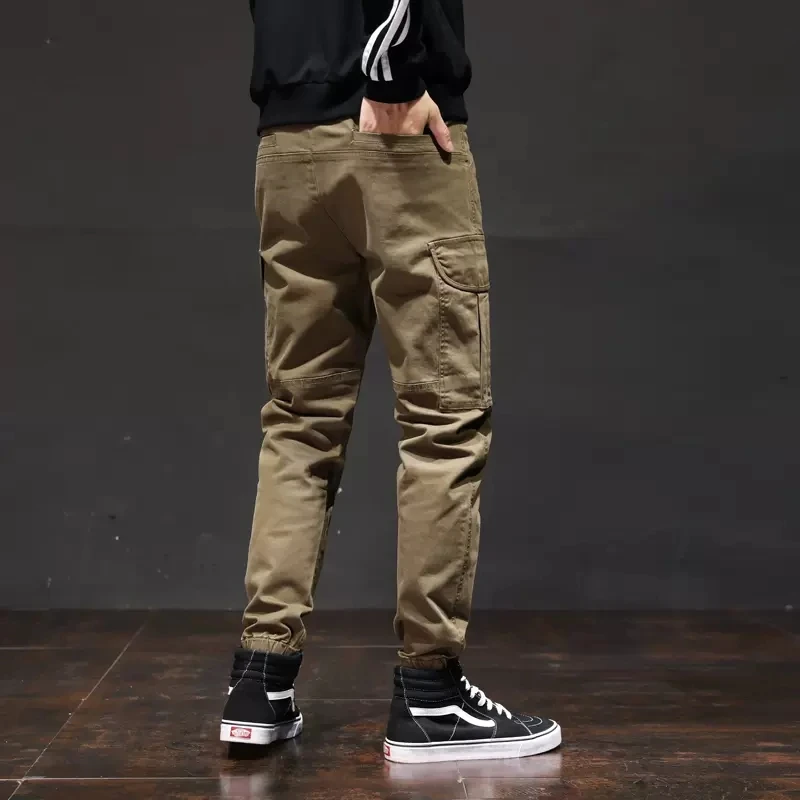 Streetwear Fashion Men Jeans Yellow Loose Fit Big Pocket Casual Cargo Pants Hombre Hip Hop Joggers Men Wide Leg Harem Trousers