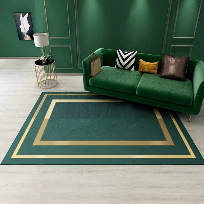 Nordic Light Luxury Dark Green Living Room Carpet American Home Bedroom