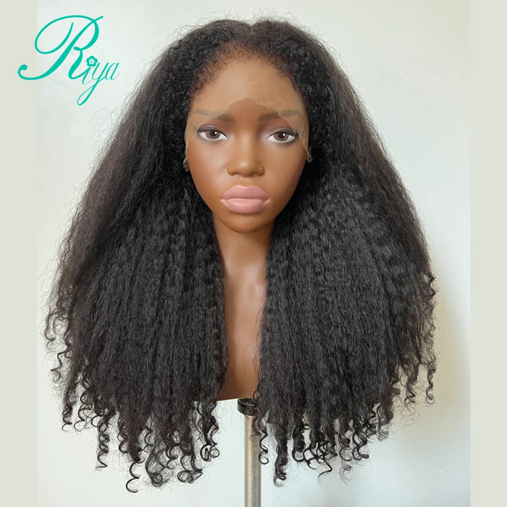 Yaki Straight 360 Full Lace Wig Human Hair Preplucked With 4CEdges Hairline 250% 13x6Curly Lace Front Human Hair Wigs For Women